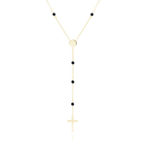 Colier lung argint placat cu aur galben cu cruciulita Black Spinel DiAmanti Z1864NG_B-DIA (Argint 925‰ 2,9 g.)